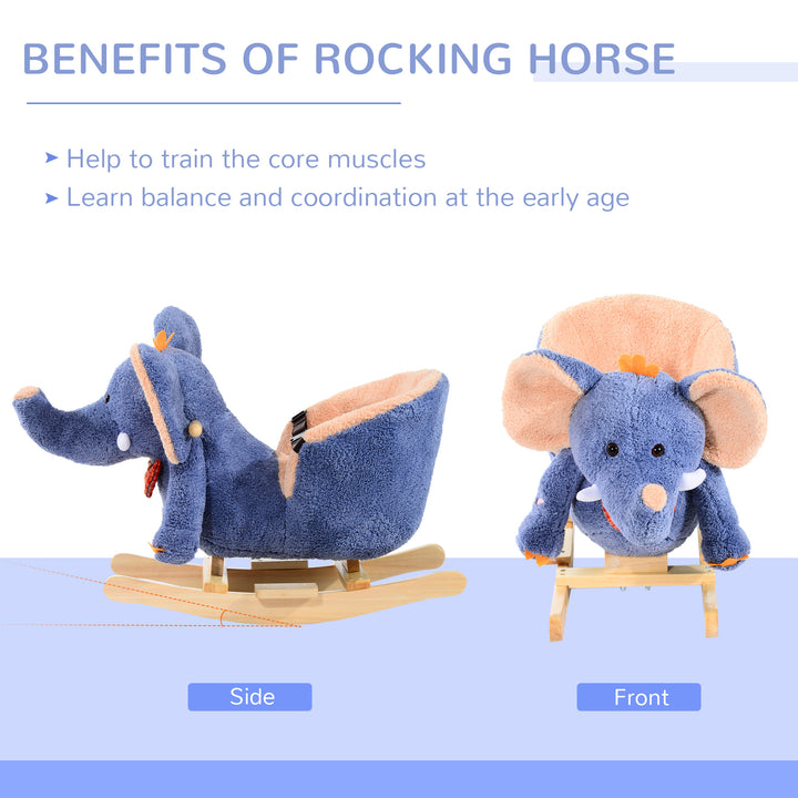 Children Kids Rocking Horse Toys Plush Elephant Rocker Seat with Sound Toddler Baby Gift Blue