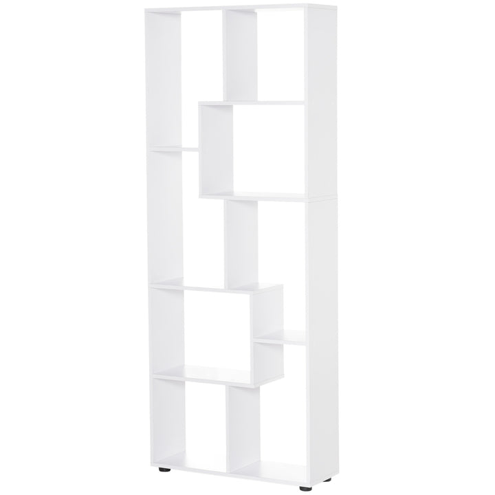 8-Tier Freestanding Bookcase w/ Melamine Surface Anti-Tipping Foot Pads Home Display Storage Grid Stand Modern Style - White