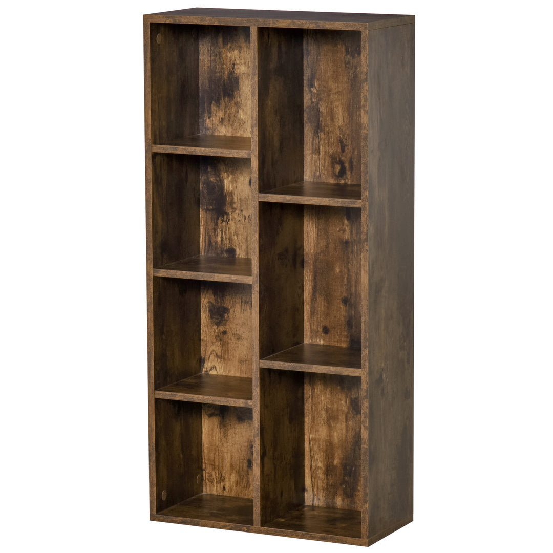 HOMCOM Bookcase Industrial Bookshelf Free Standing Display Cabinet Cube Storage Unit for Home Office Living Room Study Rustic Brown