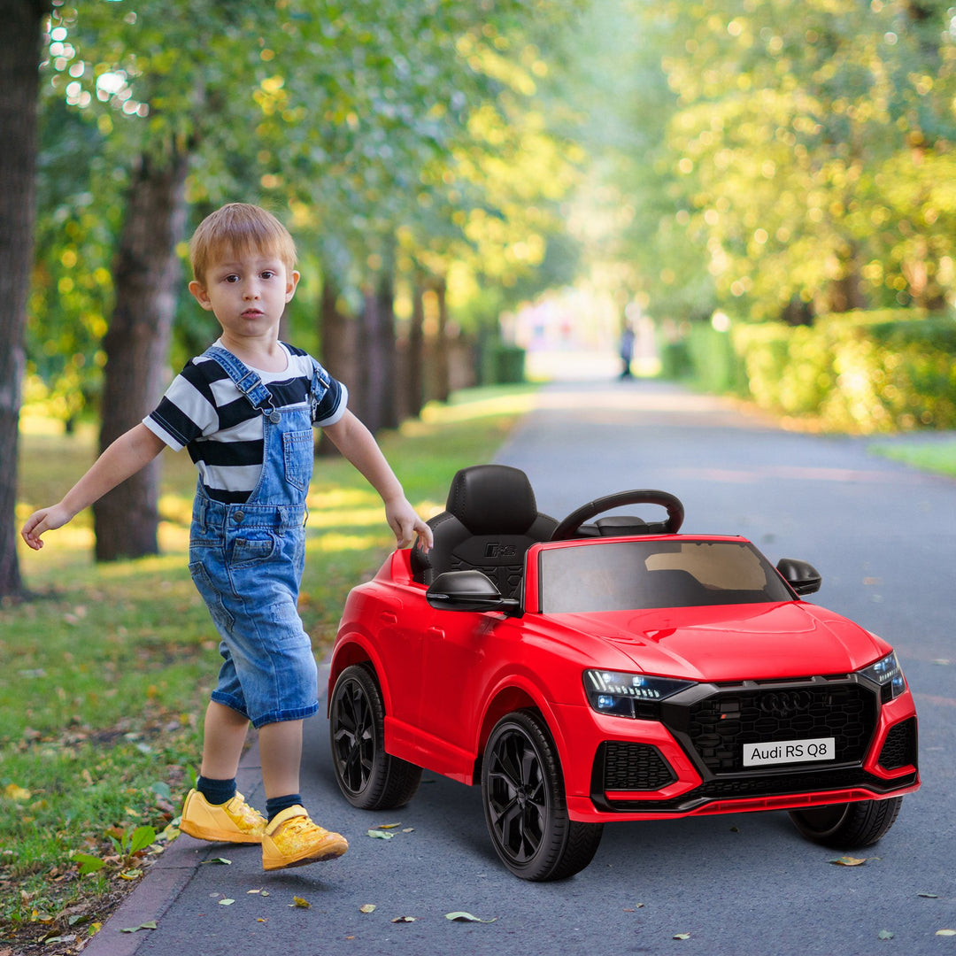 Compatible 6V Battery-powered Kids Electric Ride On Car Audi RS Q8 Toy with Parental Remote Control Music Lights USB MP3 Bluetooth Red