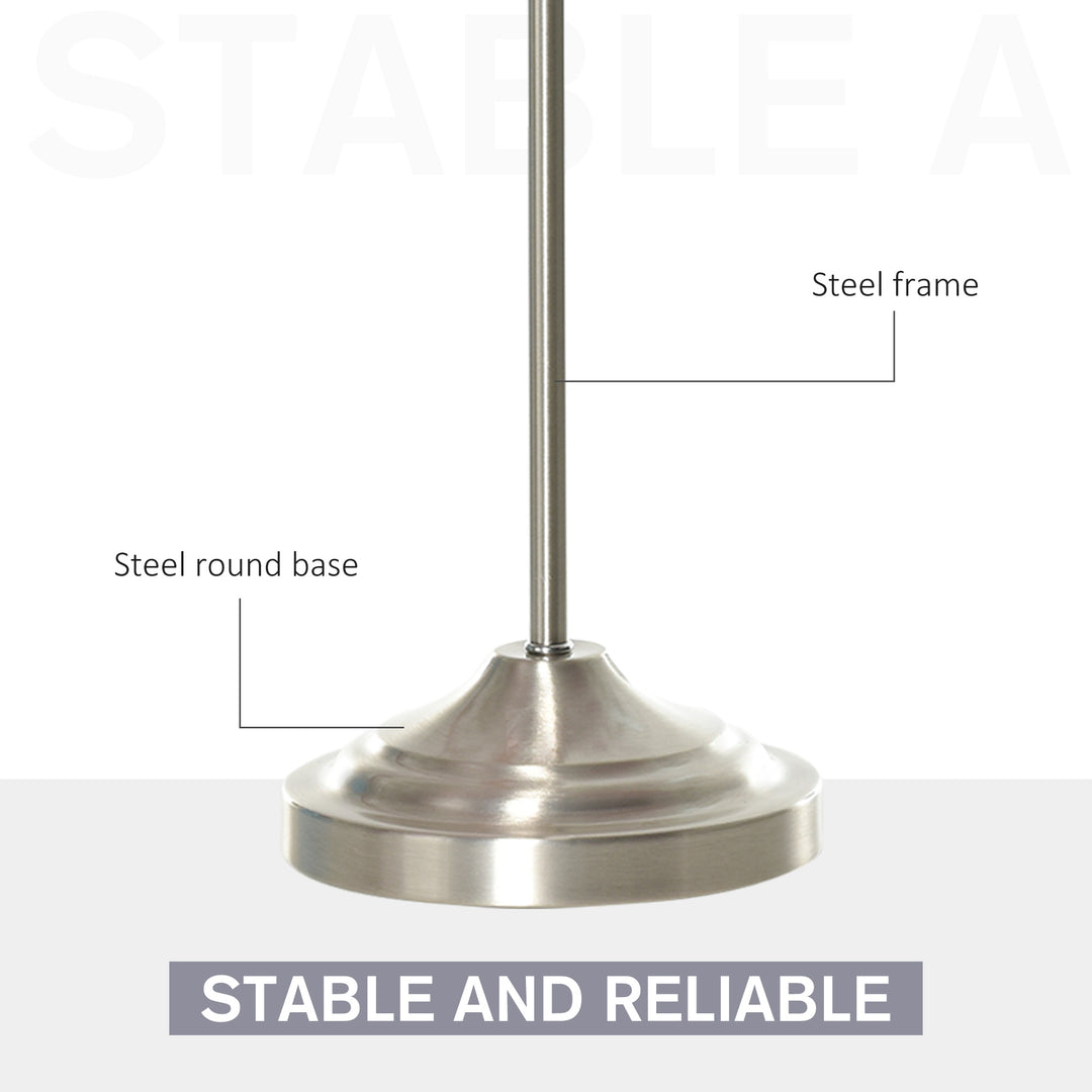 HOMCOM Modern Table Lamp with Pleated Fabric Lampshade and Metal Base, Home Lighting for Living Room, Bedroom, Office, White and Silver