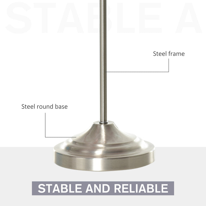 HOMCOM Modern Table Lamp with Pleated Fabric Lampshade and Metal Base, Home Lighting for Living Room, Bedroom, Office, White and Silver