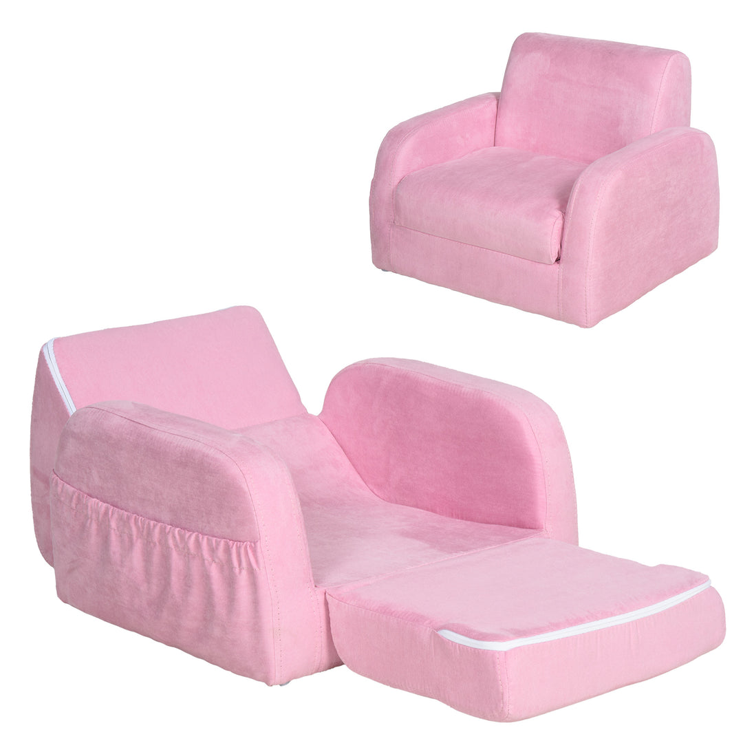 Kids Armchair Sofa Bed w/ Padded Wood Frame-Pink