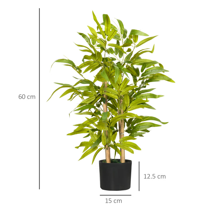 Artificial Plants Bamboo Tree in Pot Desk Fake Plants for Home Indoor Outdoor Decor, 15x15x60cm, Green