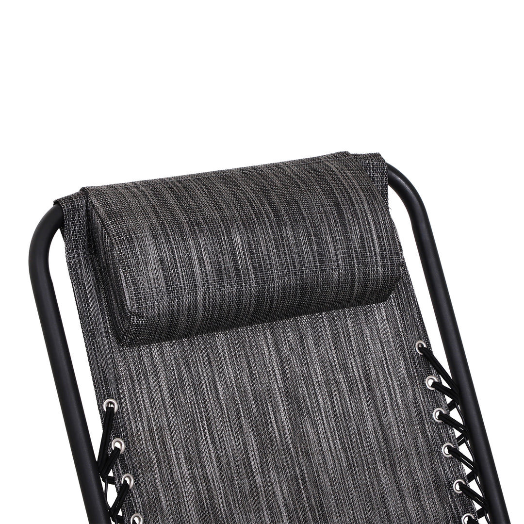 Garden Rocking Chair Folding Outdoor Adjustable Rocker Zero-Gravity Seat with Headrest Camping Fishing Patio Deck - Grey