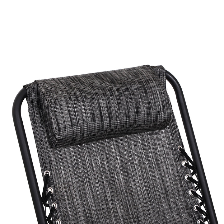 Garden Rocking Chair Folding Outdoor Adjustable Rocker Zero-Gravity Seat with Headrest Camping Fishing Patio Deck - Grey