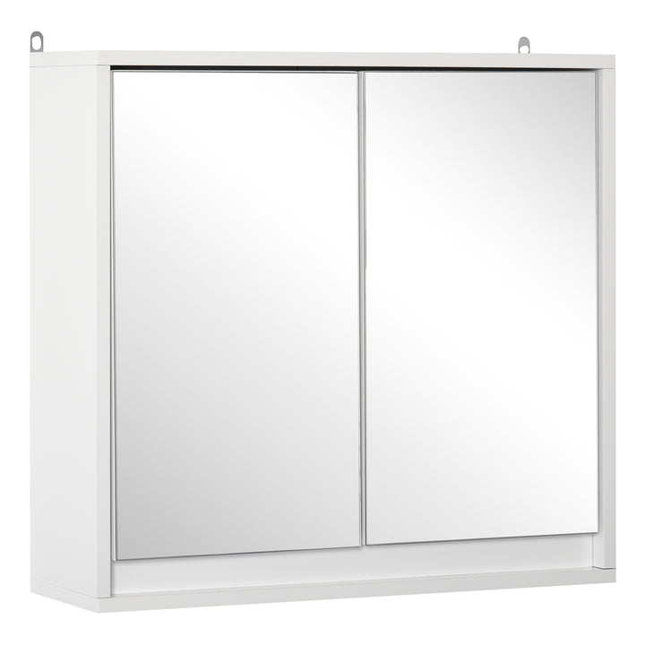 Wall Mounted Mirror Cabinet with Storage Shelf Bathroom Cupboard Double Door White