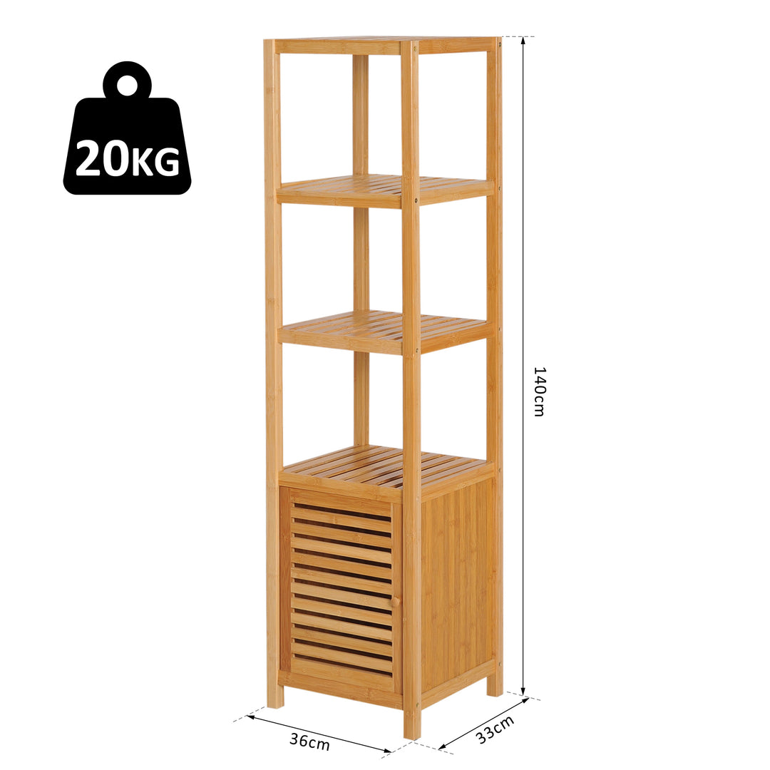 140cm Storage Unit Freestanding Cabinet w/ 3 Shelves Cupboard Bathroom Kitchen Home Tall Utility Organiser