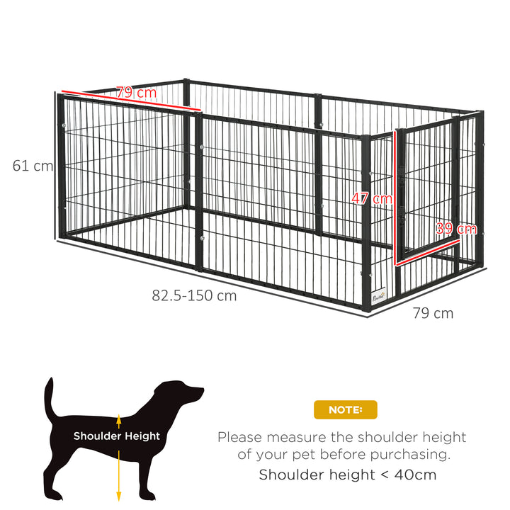 82.5-150 cm x 61 cm Heavy Duty Pet Playpen, 6 Panel Exercise Pen for Dogs, Adjustable Length, Indoor Outdoor, Small Sized Dogs