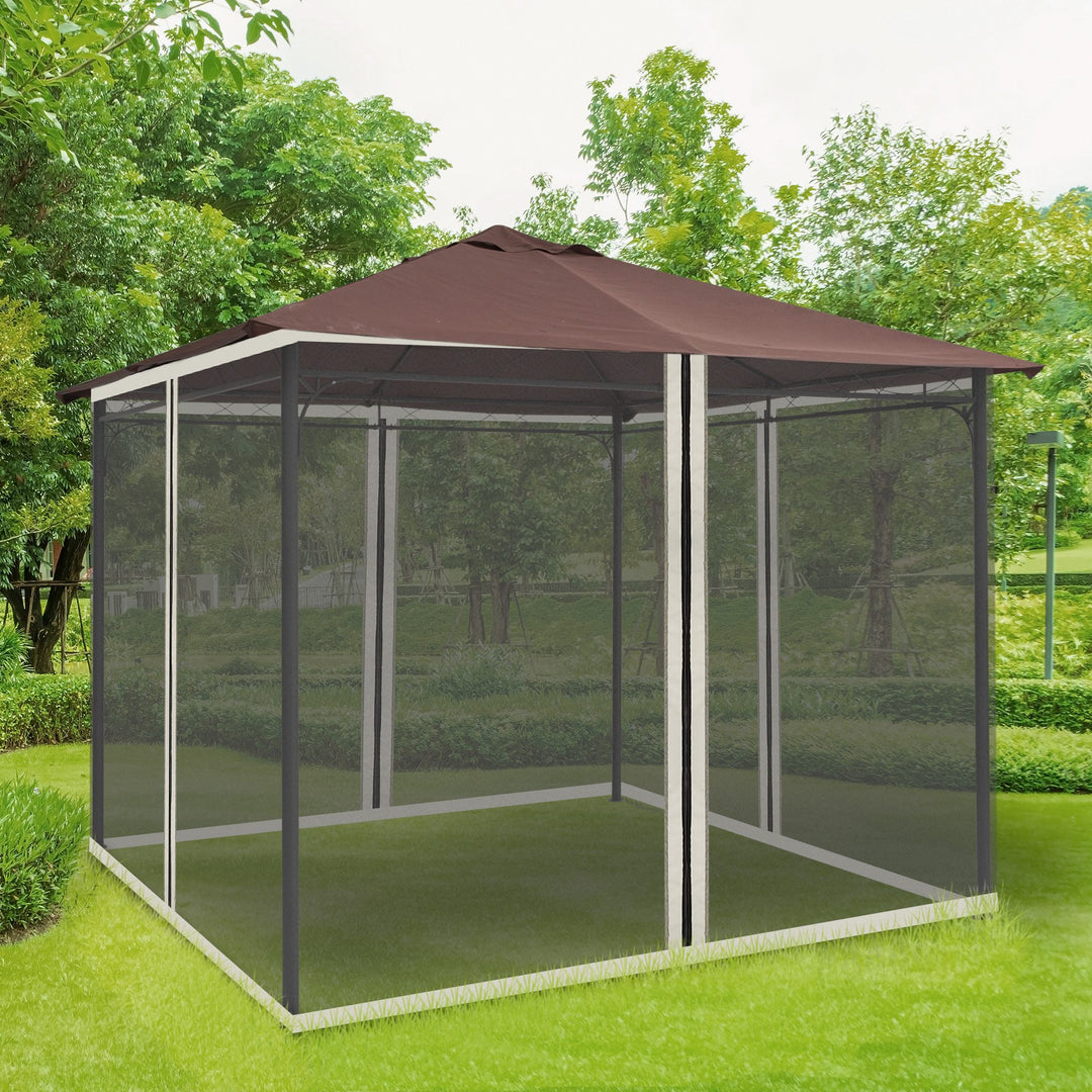 Outsunny Replacement Mesh Mosquito Netting Screen Walls for 10 x 10ft Patio Gazebo, 4-panel Sidewalls with Zippers (Wall Only, Canopy Not Included)