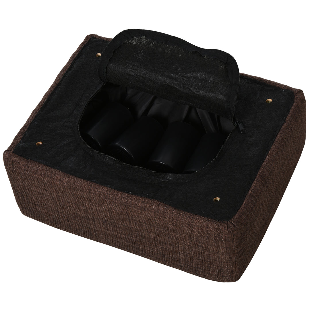 Linen Fabric Footstool Footrest Small Seat Foot Rest Chair Ottoman Light Home Office with Legs 40 x 30 x 24cm Brown