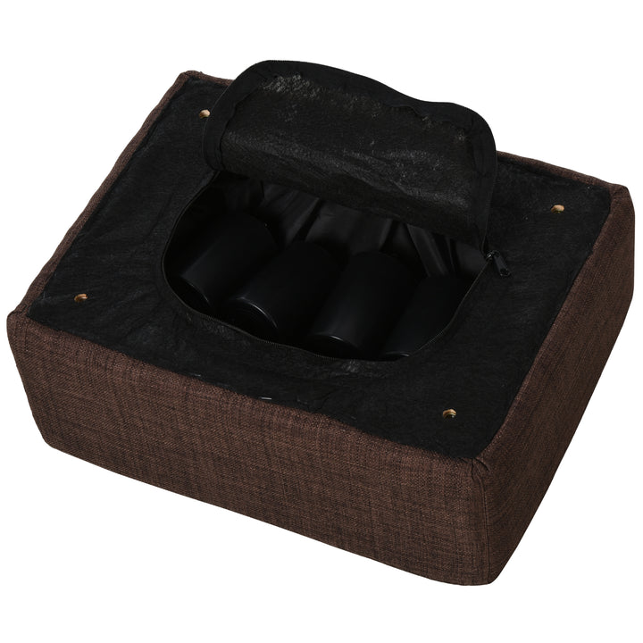 Linen Fabric Footstool Footrest Small Seat Foot Rest Chair Ottoman Light Home Office with Legs 40 x 30 x 24cm Brown