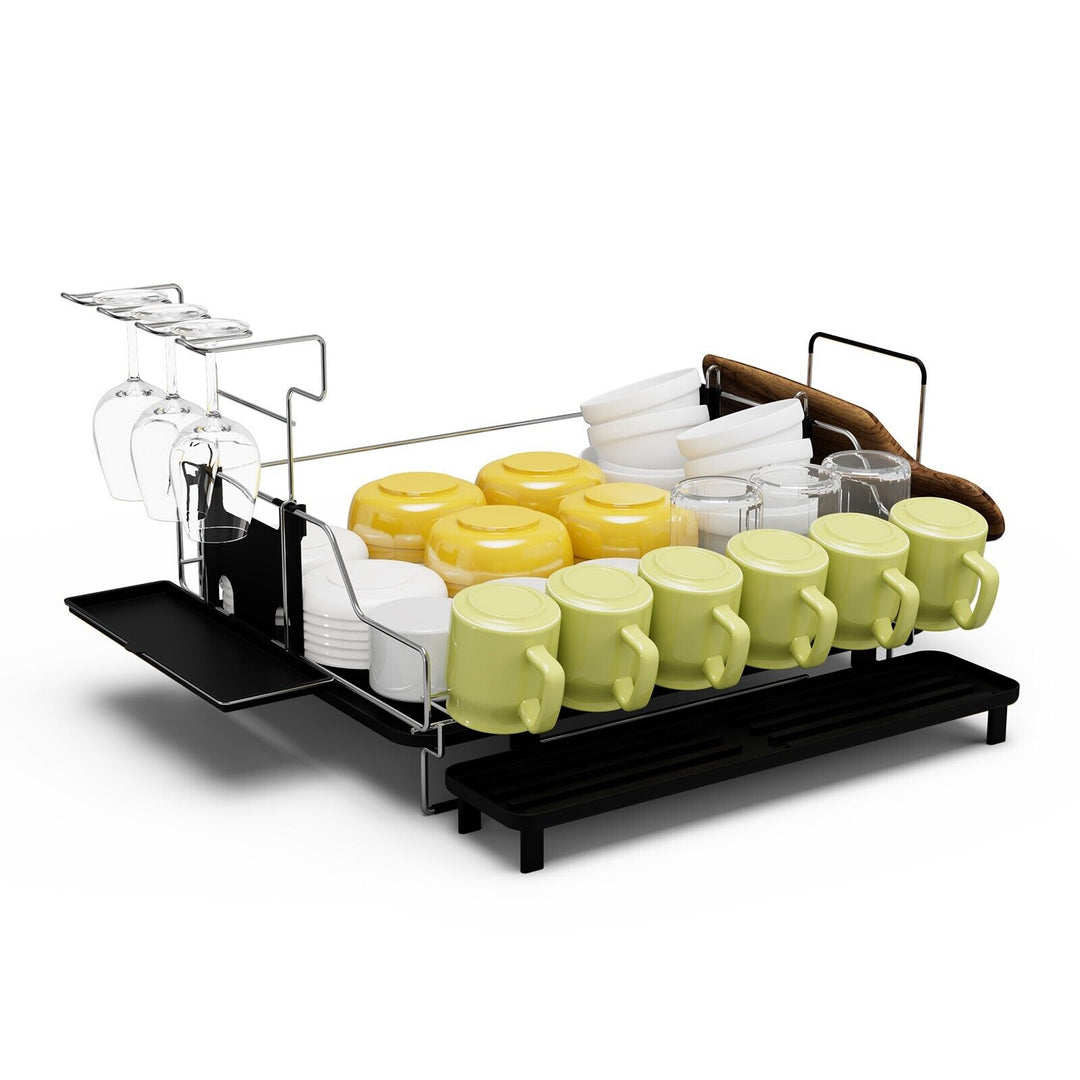 2-Tier Kitchen Dish Drying Rack with Cutlery Holder