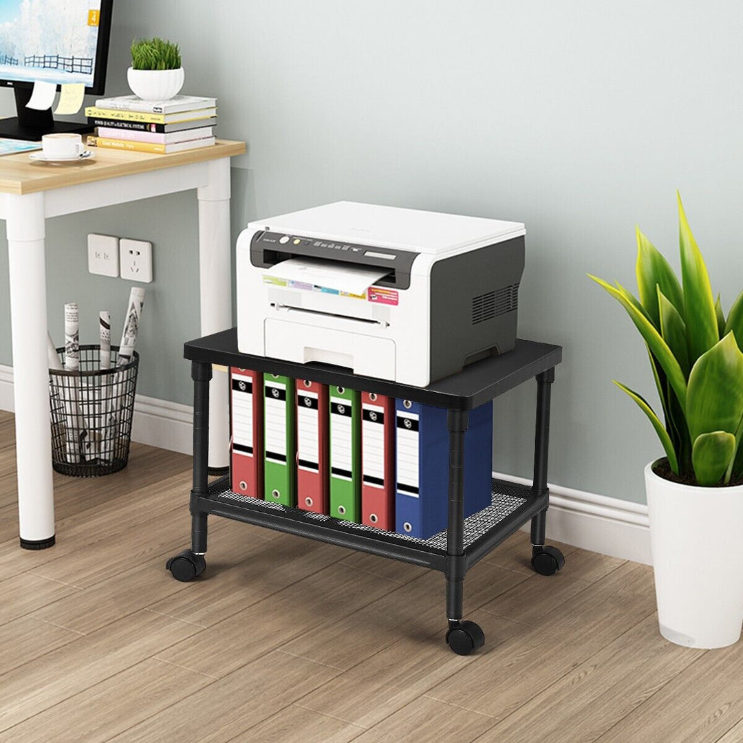 2/3-Tier Height Adjustable Mobile Printer Stand-2-Tier