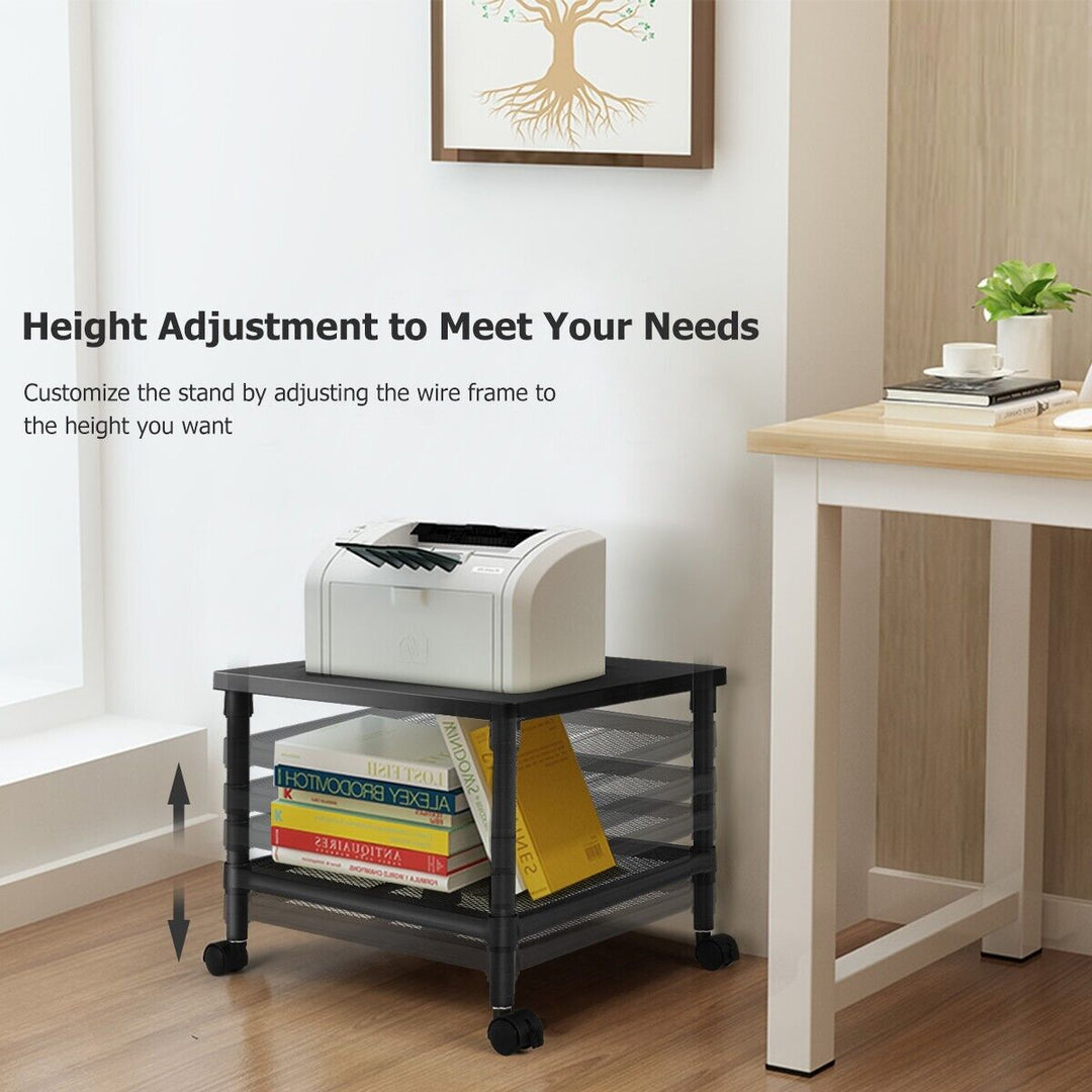 2/3-Tier Height Adjustable Mobile Printer Stand-2-Tier
