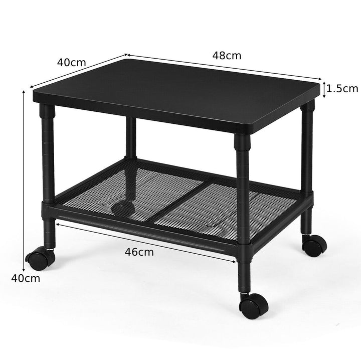 2/3-Tier Height Adjustable Mobile Printer Stand-2-Tier