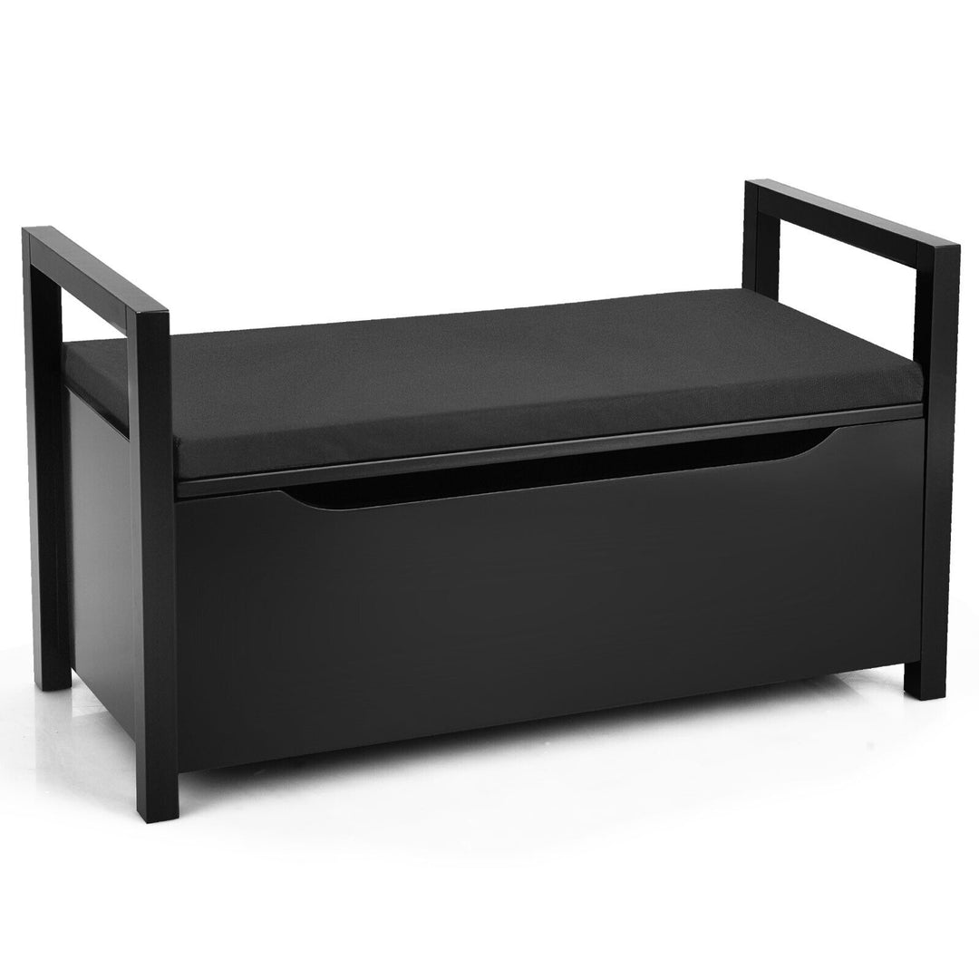 Wooden Shoe Changing Bench with Storage Space-Black