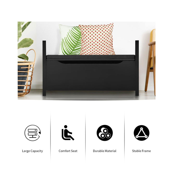 Wooden Shoe Changing Bench with Storage Space-Black