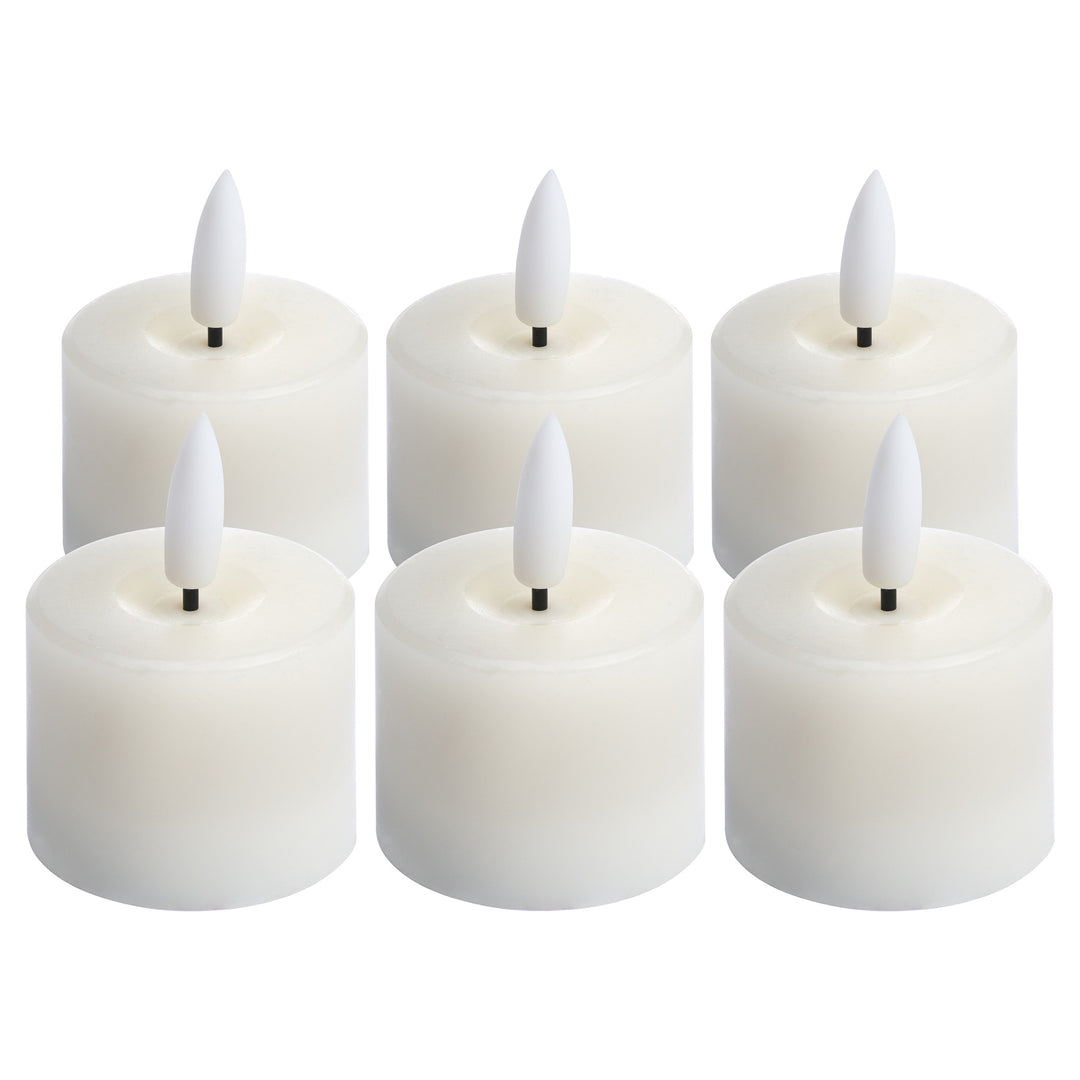 Set Of 6 Natural Glow Led Tealight Candles