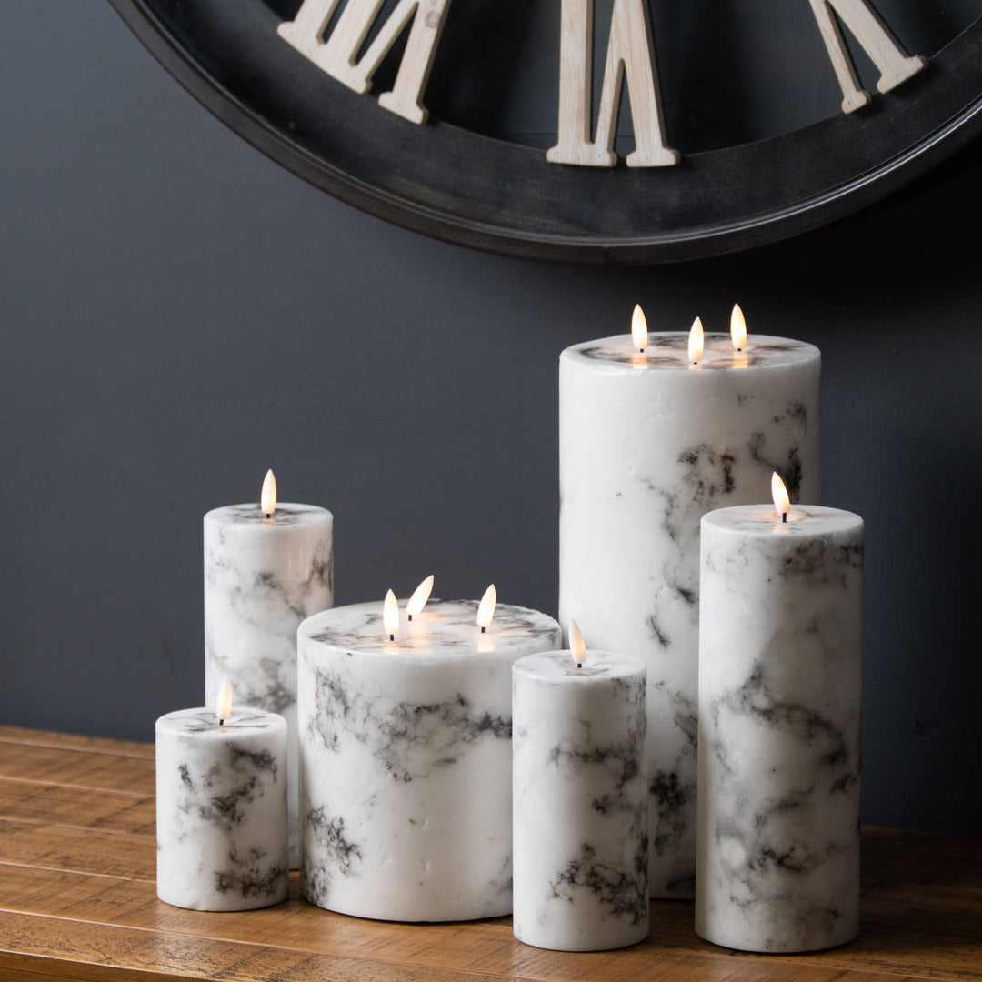 Natural Glow 3.5x9 Marble Effect LED Candle
