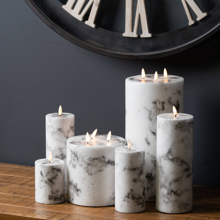 Natural Glow 6x12 Marble Effect LED Candle