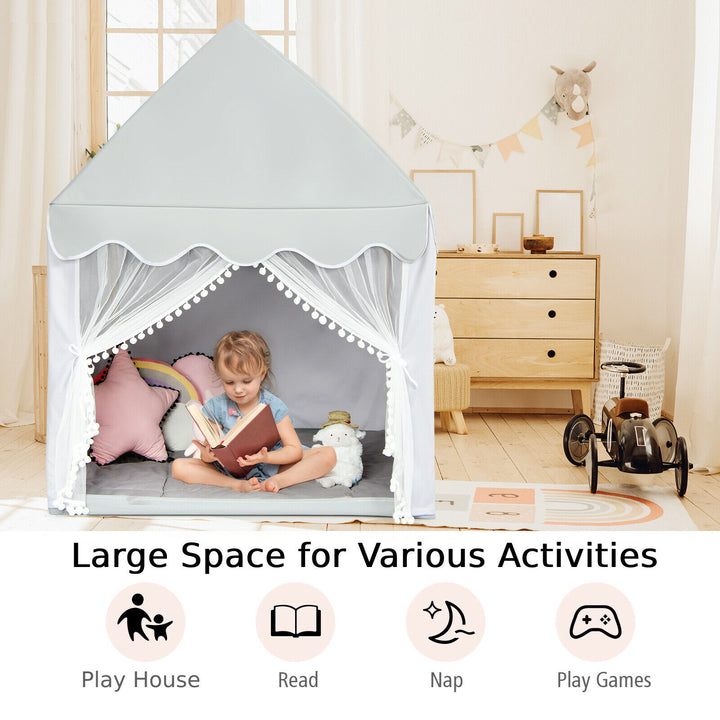 Children's Wooden Frame Playhouse Tent with Mat