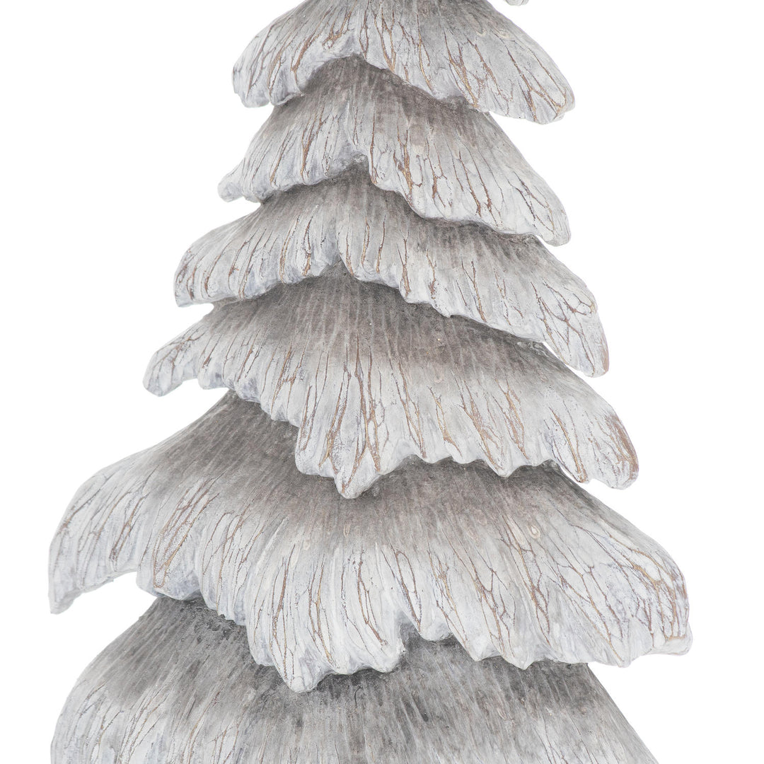 Carved Wood Effect Grey Snowy Tree