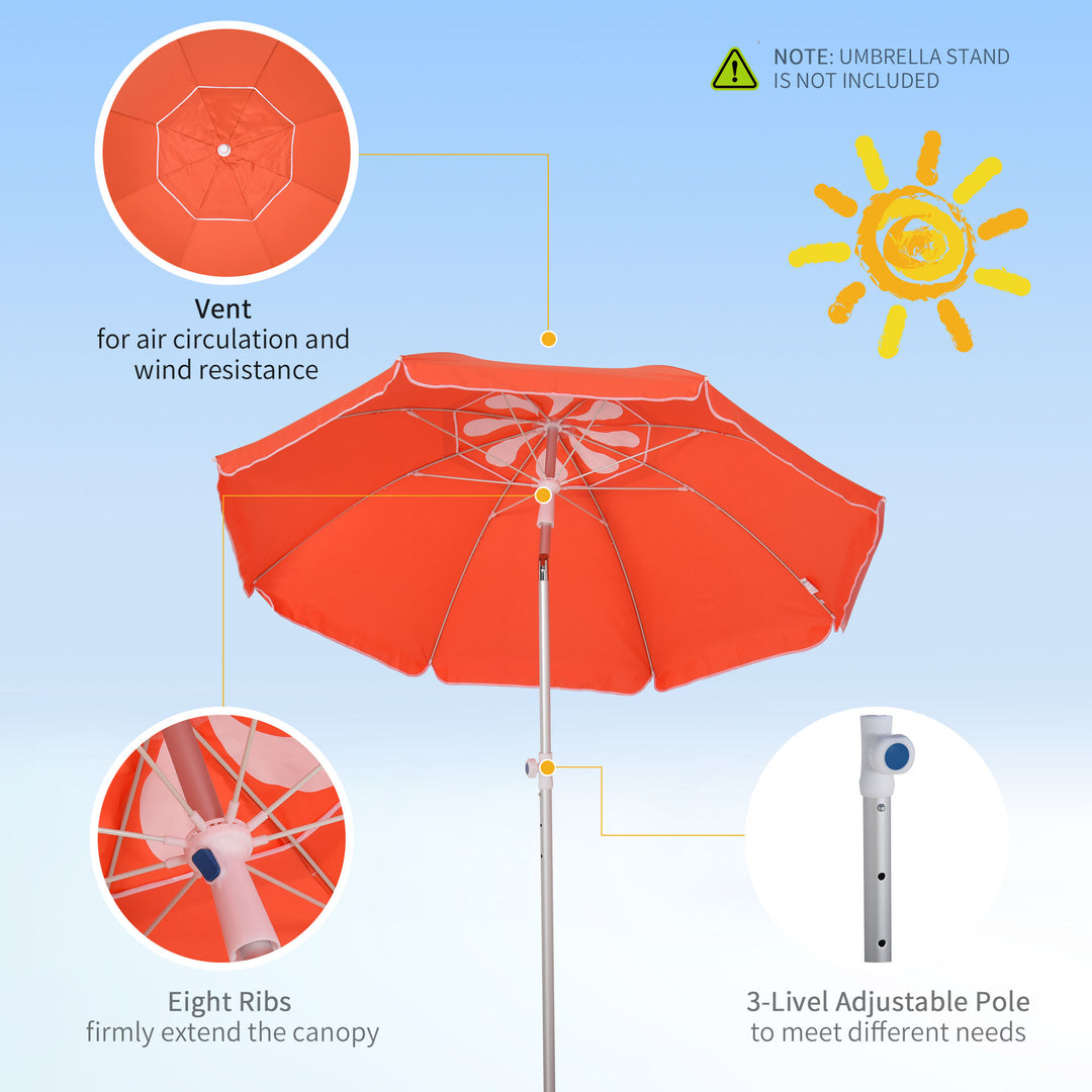 Outsunny Arc. 1.9m Beach Umbrella with Pointed Design Adjustable Tilt Carry Bag for Outdoor Patio Orange