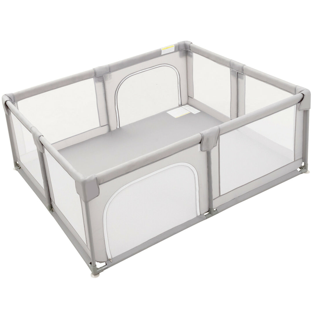 Baby Playpen Portable Activity Centre with Gate-Grey