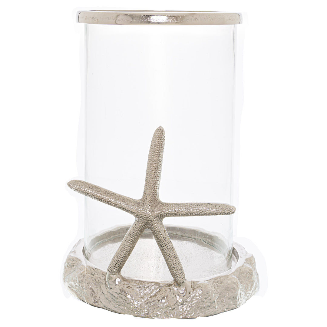 Silver Starfish Candle Hurricane Lantern