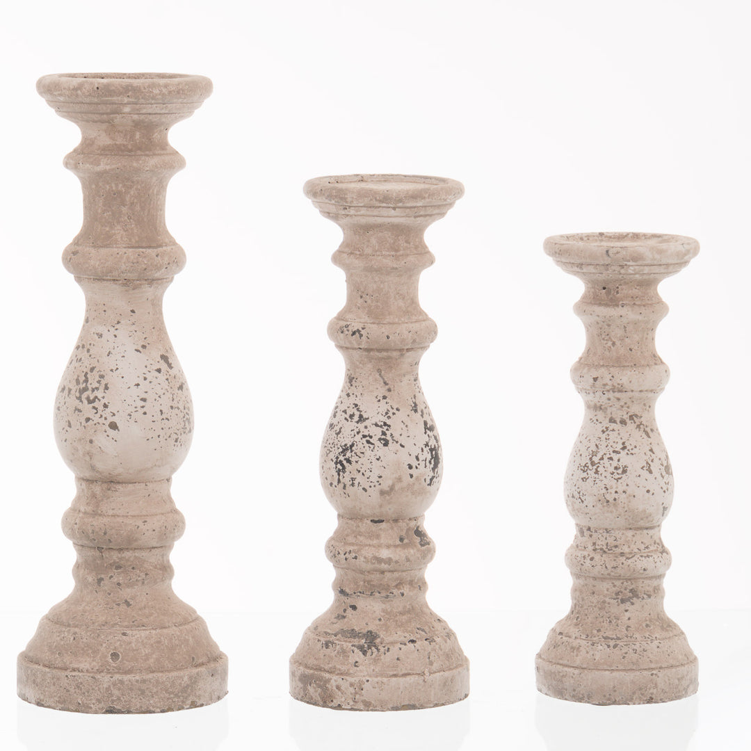 Large Stone Ceramic Column Candle Holder