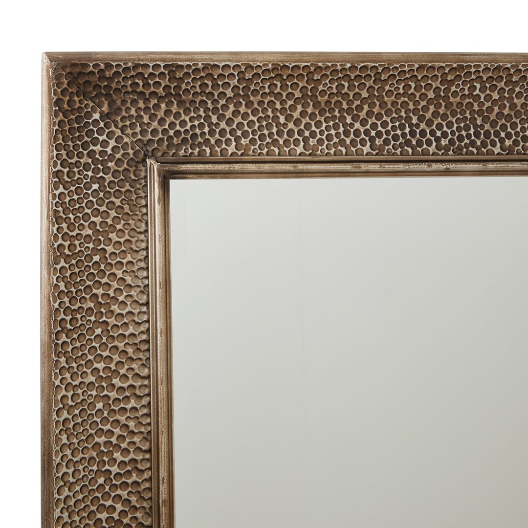 Hammered Large Rectangular Brass Wall Mirror