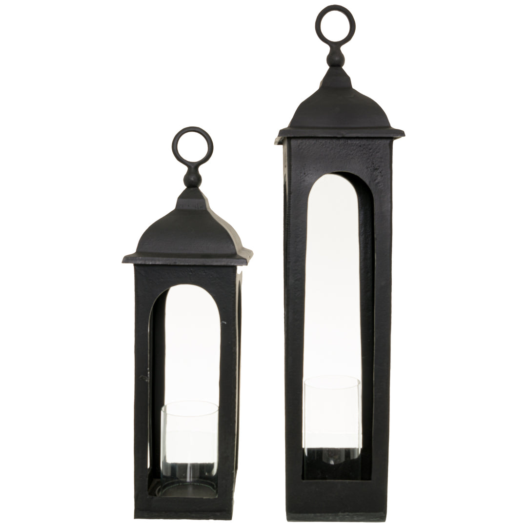 Black Cast Tall Loop Top Lantern