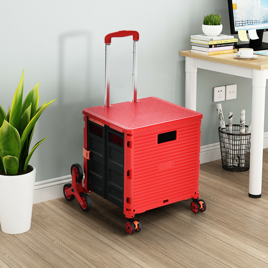 Folding Shopping Trolley, Boot Tidy with 360° Swivel Wheels-Red