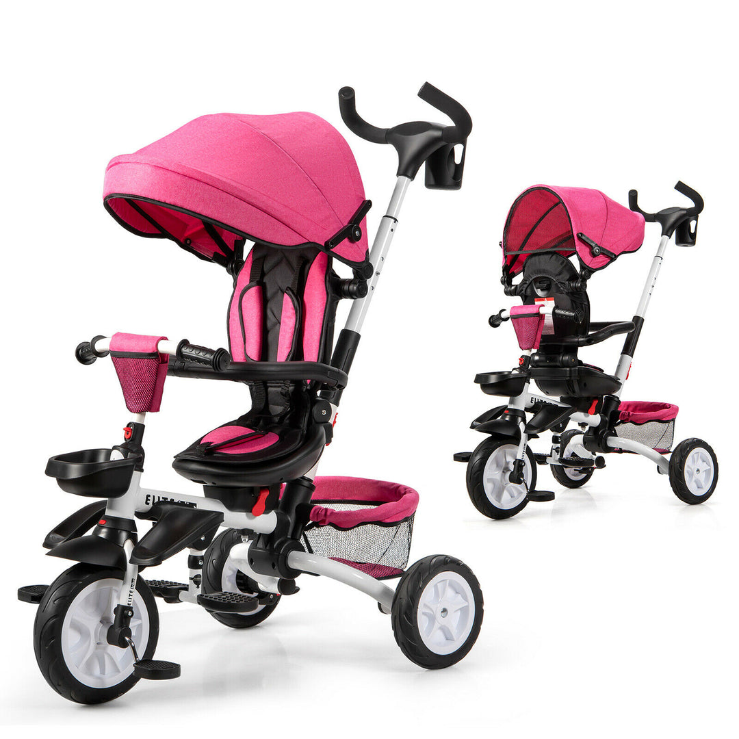 Toddler Tricycle Travel System with Parent Handle-Pink