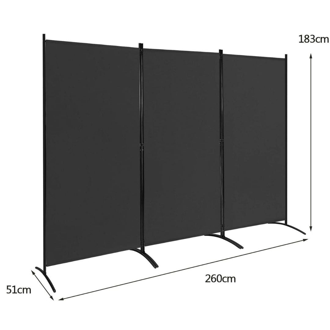 3 Panel Folding Room Divider-Black