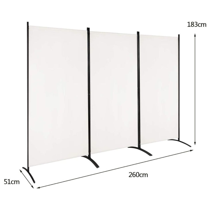 3 Panel Folding Room Divider-White