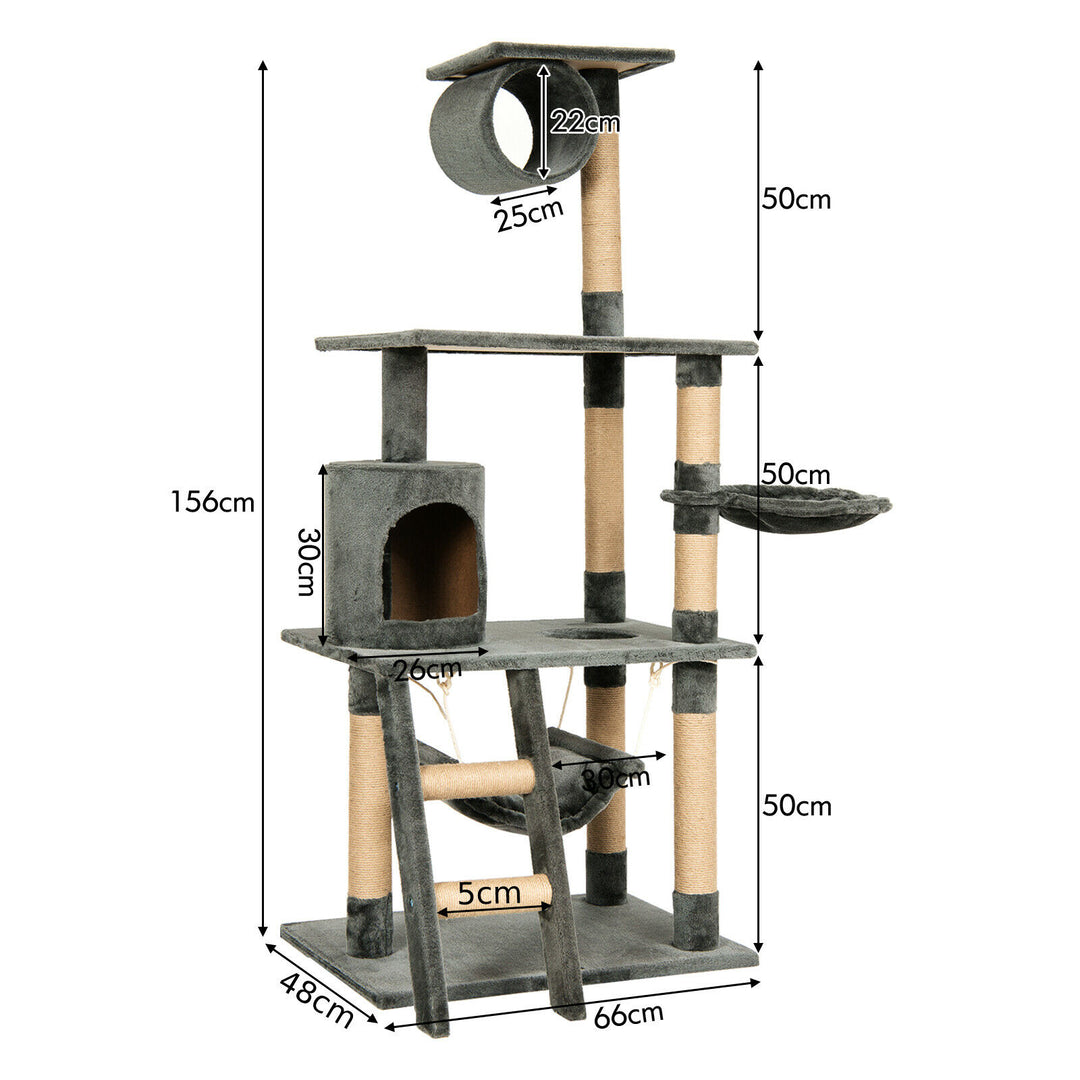 Multi-Level Cat Scratch Post Tree-Grey