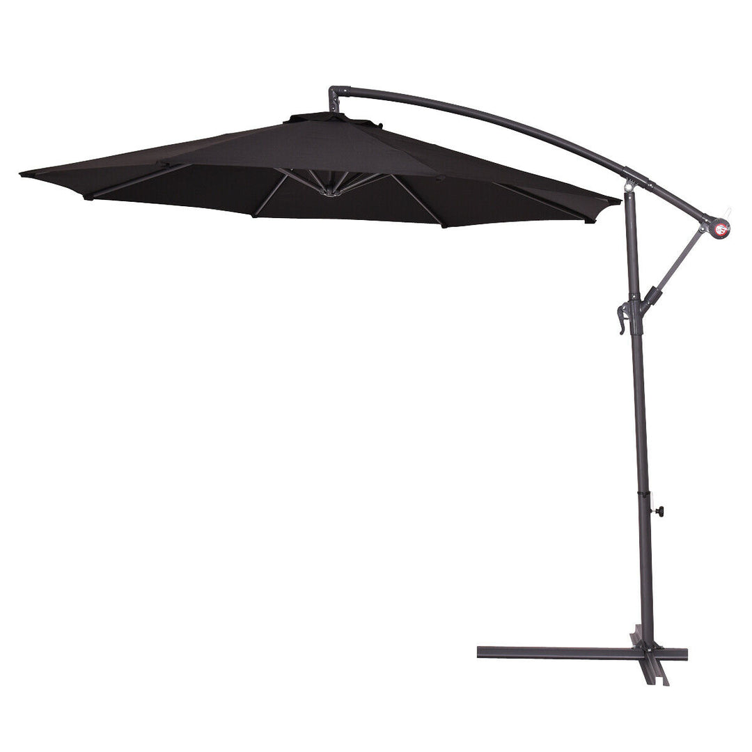 2.7M Outdoor Parasol Garden Cantilever Umbrella Tilt Adjustment-Black