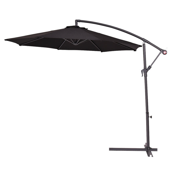 2.7M Outdoor Parasol Garden Cantilever Umbrella Tilt Adjustment-Black