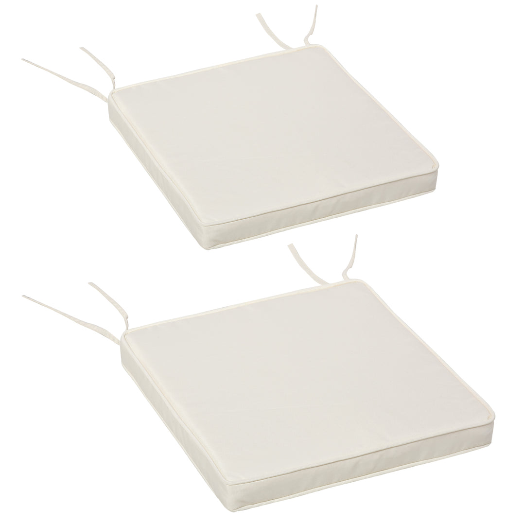 Set of 2 Bench Cushion Seat Pads Dining Chair w/Straps Indoor Garden Patio Mat White 45L x 45W x 5T cm