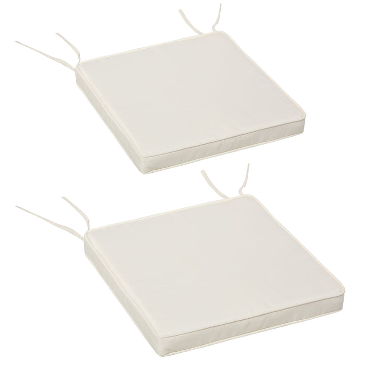 Set of 2 Bench Cushion Seat Pads Dining Chair w/Straps Indoor Garden Patio Mat White 45L x 45W x 5T cm