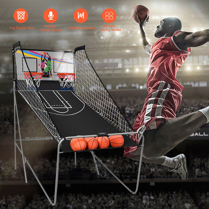 Foldable Basketball Arcade Game 2 Player Shooting Game-Grey