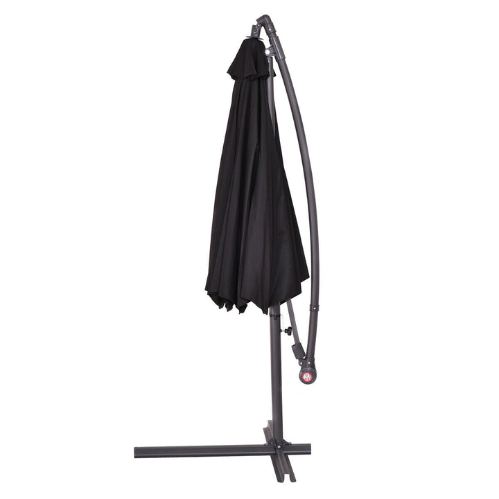 2.7M Outdoor Parasol Garden Cantilever Umbrella Tilt Adjustment-Black