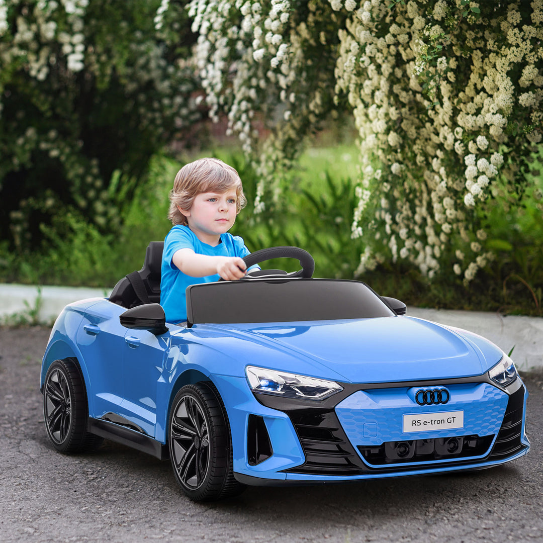 HOMCOM Audi Licensed Kids Electric Ride On Car with Parental Remote Control, 12V Battery Powered Toy with Suspension System, Lights, Music, Blue