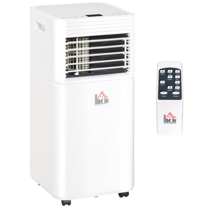 HOMCOM 9000 BTU 4-In-1 Compact Portable Mobile Air Conditioner Unit Cooling Dehumidifying Ventilating w/ Fan Remote LED 24 Hr Timer Auto Shut-Down