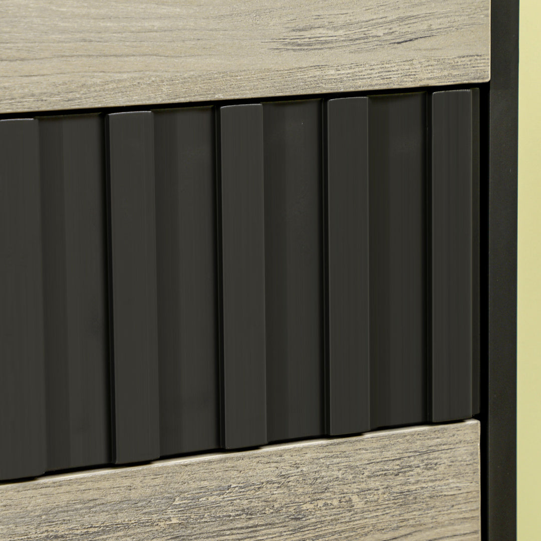 Drawer Chest, 4-Drawer Storage Organiser for Bedroom, Living Room, 80cmx35cmx80cm, Grey and Natural Tone