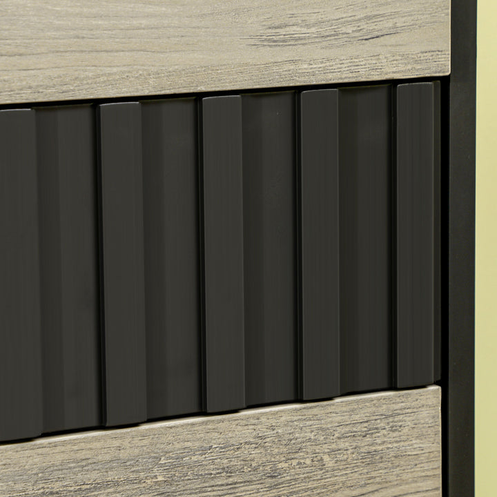 Drawer Chest, 4-Drawer Storage Organiser for Bedroom, Living Room, 80cmx35cmx80cm, Grey and Natural Tone