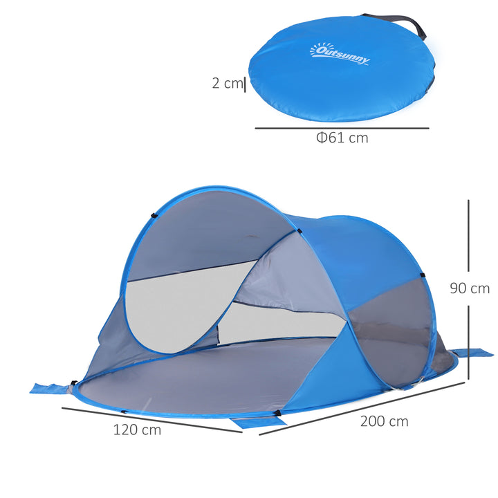 Pop up Tent for Beach with Sun Shelter Portable Automatic - Blue