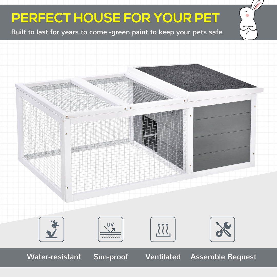 PawHut Indoor Outdoor Wooden Rabbit Hutch Small Animal Cage Pet Run Cover, with UV-resistant Asphalt roof and Water-repellent Paint